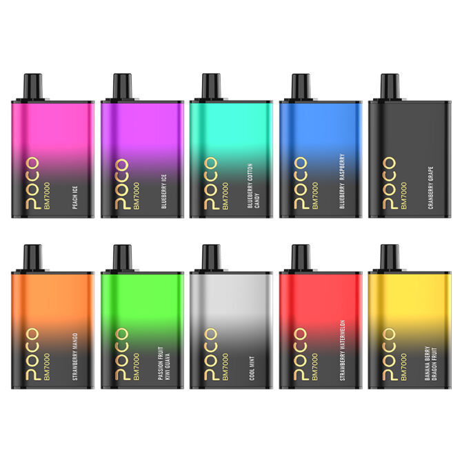 EU Warehouse POCO 7000 puff 850mAh Type-C Charger E liquid 17ML 1.2ohm Mesh coil 10 flavors Nicotine 50mg 5 day delivery vape puff poco