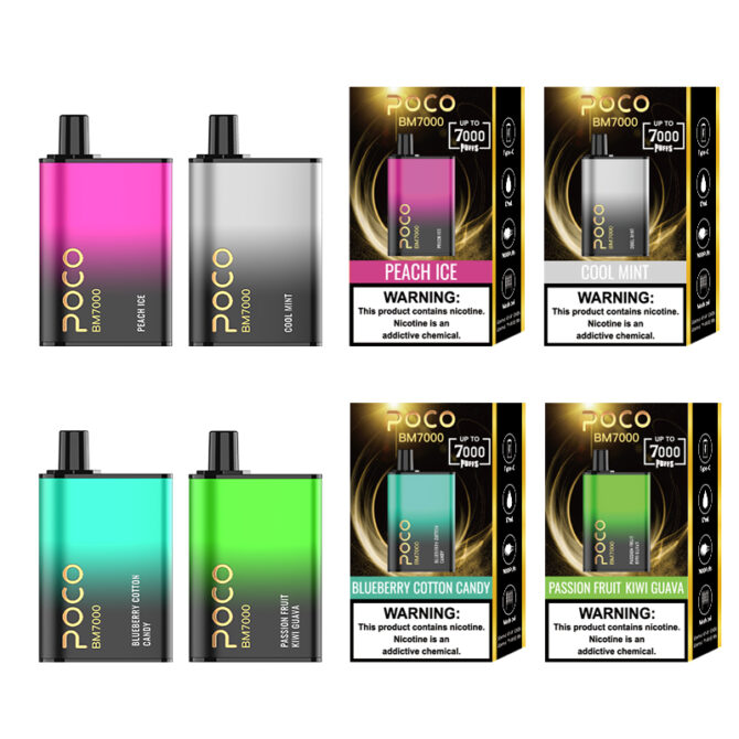 EU Warehouse POCO 7000 puff 850mAh Type-C Charger E liquid 17ML 1.2ohm Mesh coil 10 flavors Nicotine 50mg 5 day delivery vape puff poco