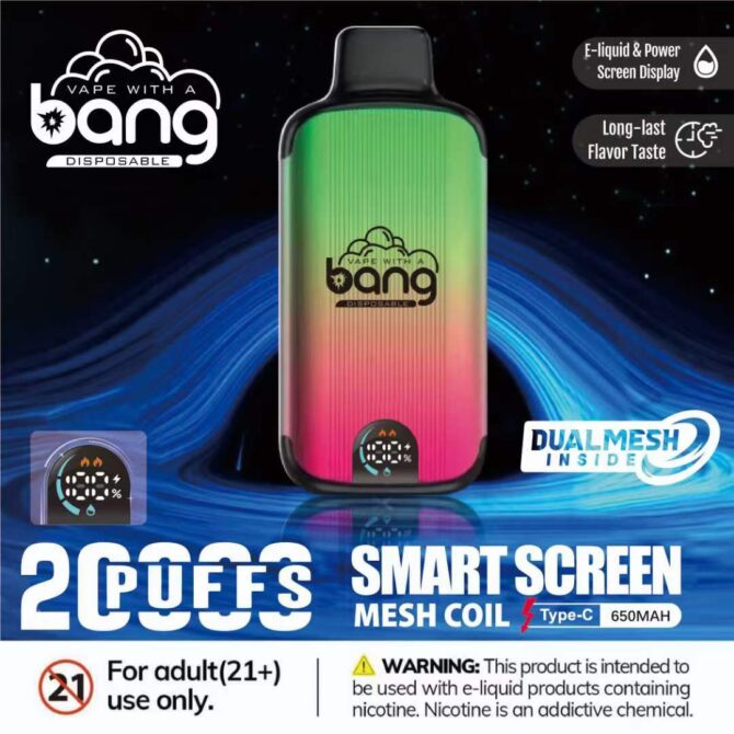 Original Bang 20000 puffs  LED display Disposable E Cigarettes Two Mesh Coil Puff 20k Vapes Vaper