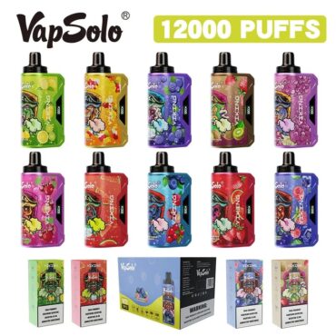 Vapsolo 12000 PUFF VAPER Disposable Vape E Cigarettes Pen LCD Screen Mesh Coil Prefilled Pod 12K PUFFS Rechargeable Shisha Pen 15 Flavors