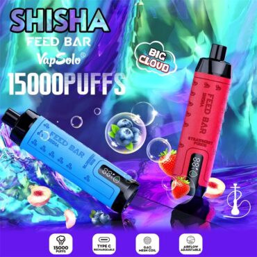 Vapsolo PUFF SHISHA 15000 Disposable Vapes Mesh Coil 0.6ohm Big Cloud DTL E Cigarette Hookah Pen 15K Puffs Digital Display Low Nic Vaper