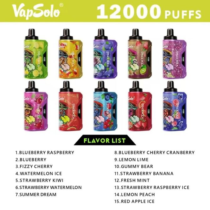 Vapsolo 12000 PUFF VAPER Disposable Vape E Cigarettes Pen LCD Screen Mesh Coil Prefilled Pod 12K PUFFS Rechargeable Shisha Pen 15 Flavors