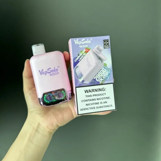 VAPSOLO Twins 20k PUFF Vapes Disposable Vaper Blendy Pens With Mesh Coil Digital Screen Display 15 Flavors Dual Tank 2 Flavor Options puff 20000