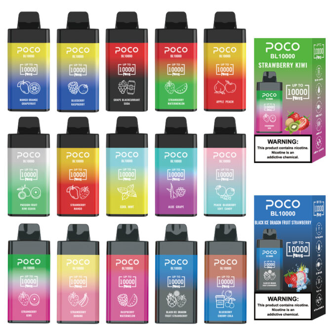 poco bl 10000 Disposable Vape Rechargeable Airflow Adjustable 20ML 15 Flaovors puff 10k