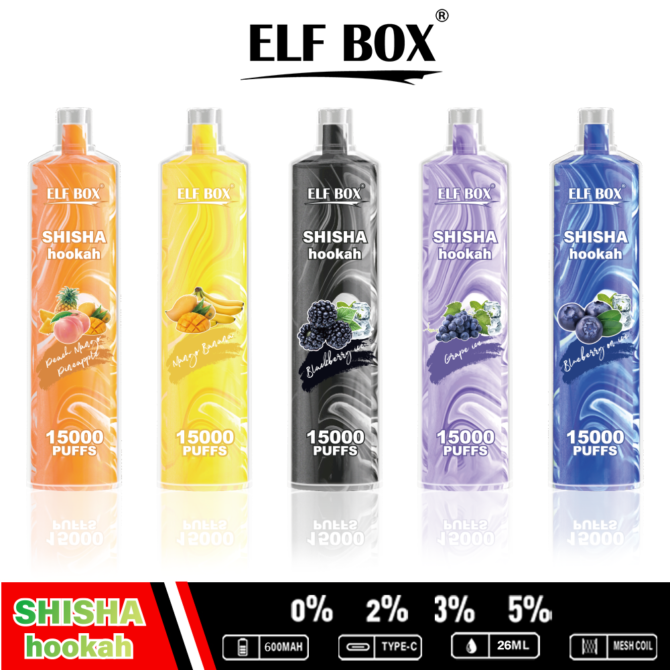 ELF BOX Puff Shisha Hookah 15000 Puffs Vapes Disposable Puff 15000 12k