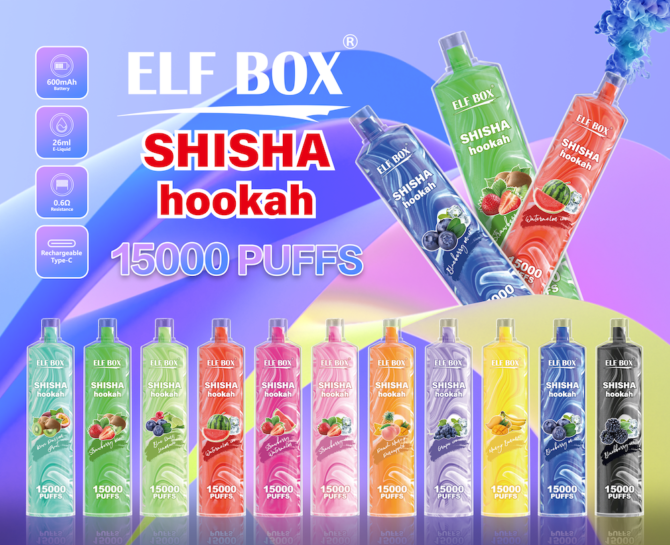 ELF BOX Puff Shisha Hookah 15000 Puffs Vapes Disposable Puff 15000 12k