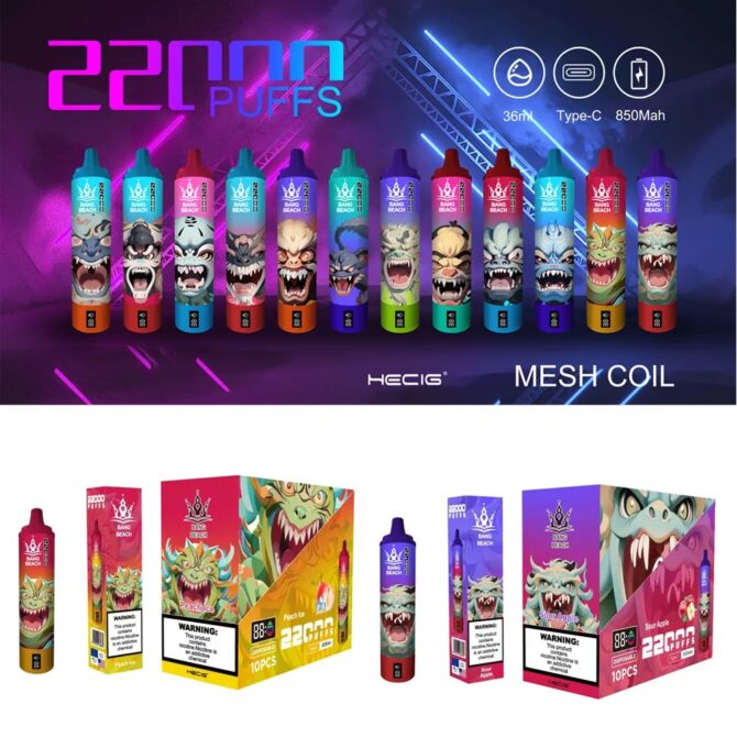 Authentic Bang Beach Vaper puff 22k Disposable Vape Mesh Coil Vaper Desechables Puff Tornado 22000