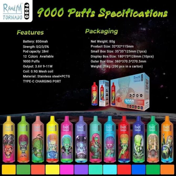Fumot RandM Tornado 9k Puffs moq 10pcs Vapes Disposable Kit r and m tornado vape Puff 9000 vaper vape store