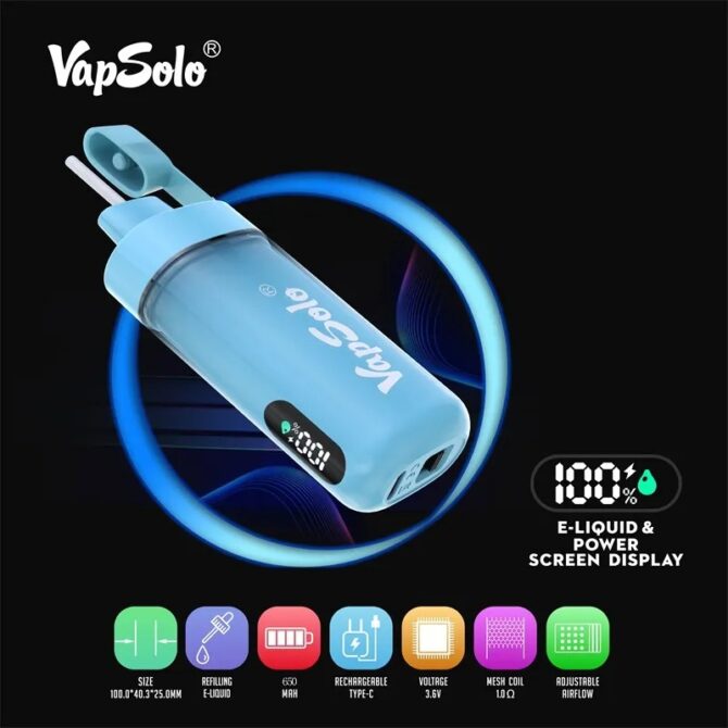 VAPSOLO Tornado Pro 12K Puff Vapes Disposable Vape Pen Mesh Coil 12000 PUFFS E Zigarette Airflow RGB Led And Battery Power Indicator Light