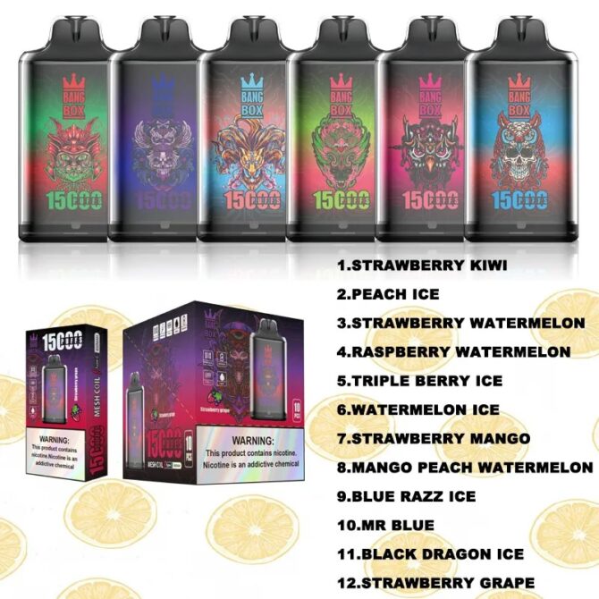 Bang box vape 15000 Puff 15k Disposable 650mah Vapes Pen E Cigarette Prefilled 25ml Mesh Coil bang puff vapes 15k