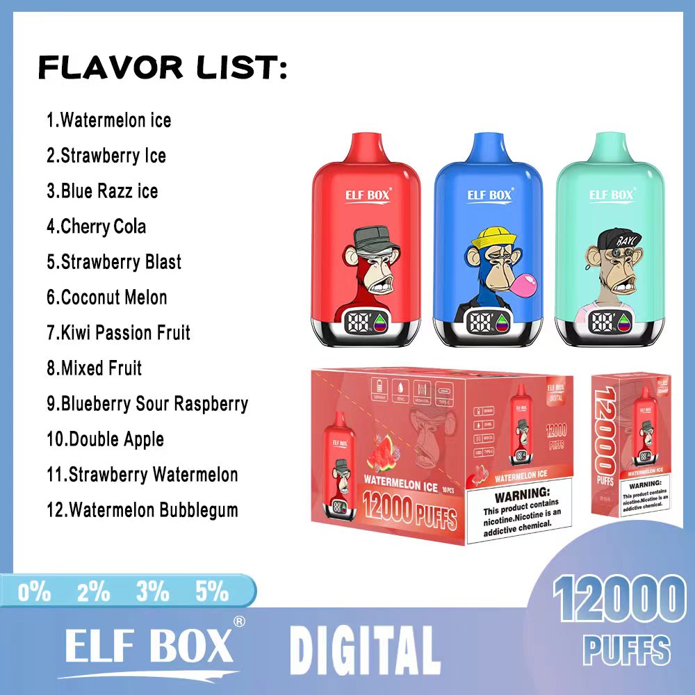 ELF box digital 12000 puffs LED display Disposable Sigaretta Elettronica Vape 12k Puff