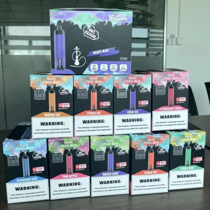 Vapsolo PUFF SHISHA 15000 Disposable Vapes Mesh Coil 0.6ohm Big Cloud DTL E Cigarette Hookah Pen 15K Puffs Digital Display Low Nic Vaper