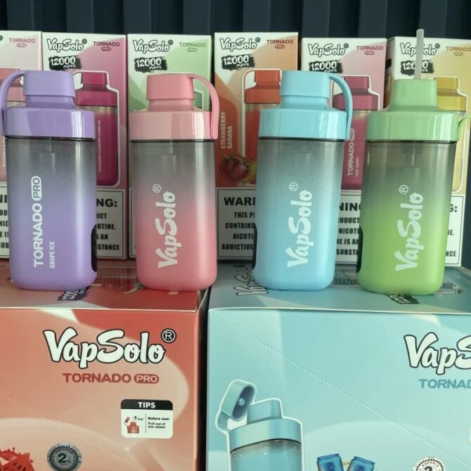 VAPSOLO Tornado Pro 12K Puff Vapes Disposable Vape Pen Mesh Coil 12000 PUFFS E Zigarette Airflow RGB Led And Battery Power Indicator Light