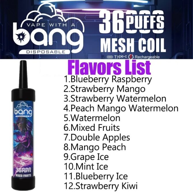 bang puff 36000 disposable vapes Rechargeable E Cigarettes Mesh Coil 40ML E-liquid puff 36k vaper 0%2%3%5% LED color light vaper puff 36k