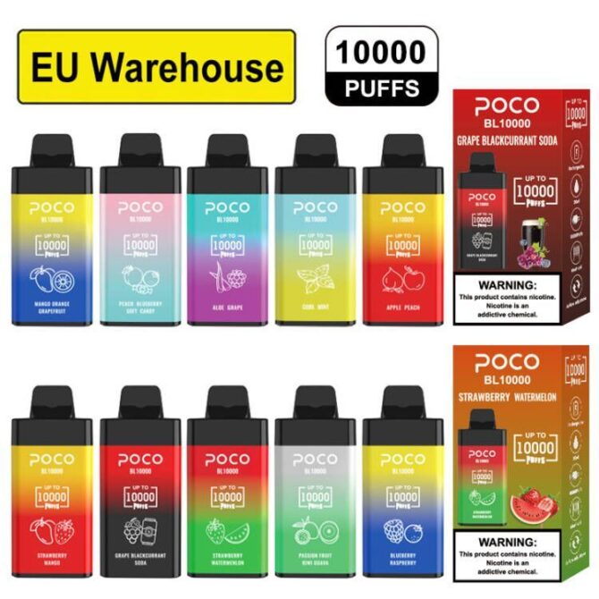 poco bl 10000 Disposable Vape Rechargeable Airflow Adjustable 20ML 15 Flaovors puff 10k