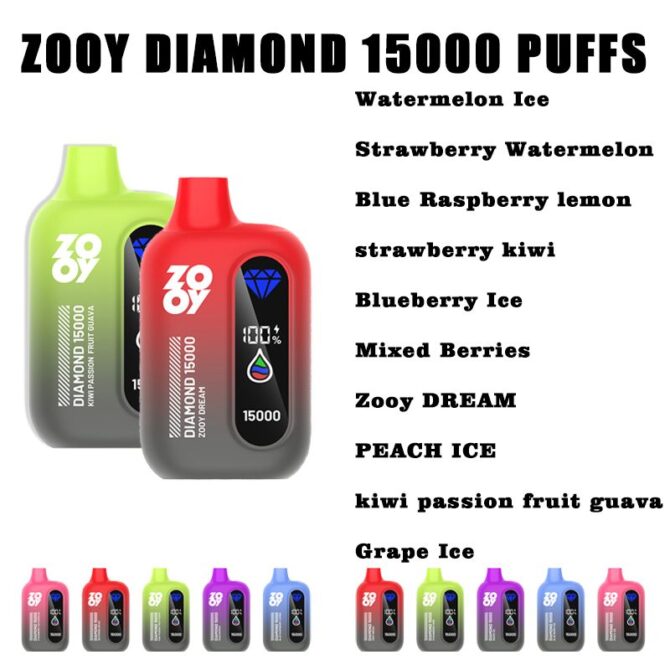 Eu warehouse vaper zooy 15k puff disposable vape sigaretta elettronica 650mah Rechargeable mesh coil with screen diamond box puff 15k 15000