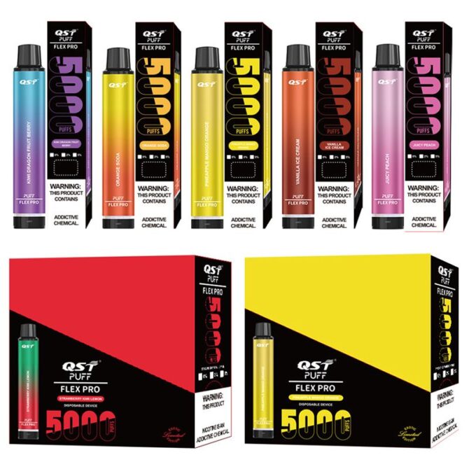 Original QST Puff Flex 5000 Pro Disposable vape E Cigarette vapers desechables mesh coil Rechargeable Battery puff 2800 vaper desechable
