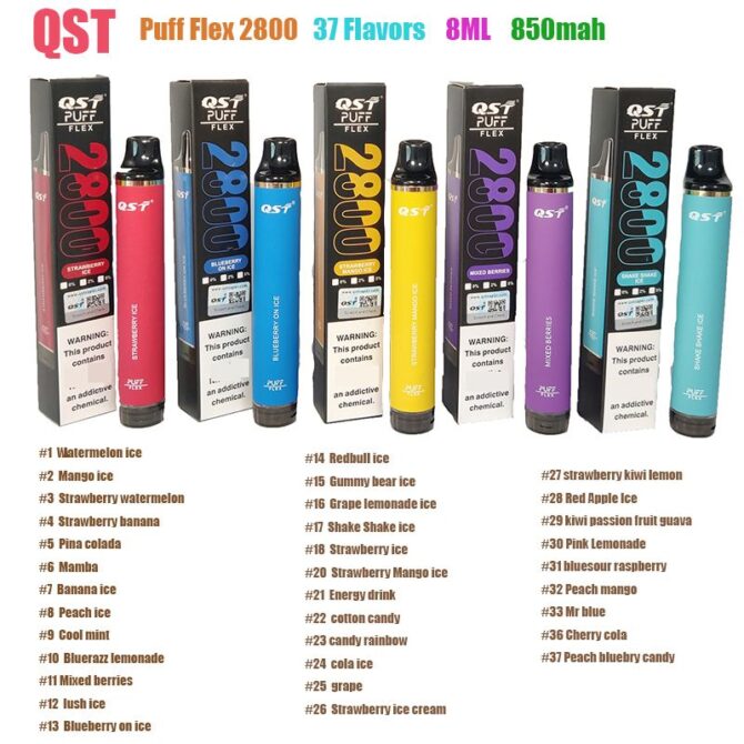 QST Puff 2800 Puff Flex disposable Vape e cigarettes vape desechable pods device kits 850mah battery pre-filled 8ml vapes disposable