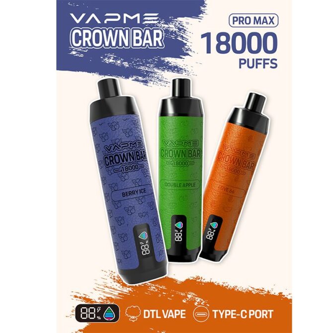 VAPME Crown Bar Puff 18000 Pro Max Leather Disposable Vape Puff 18k Vaper