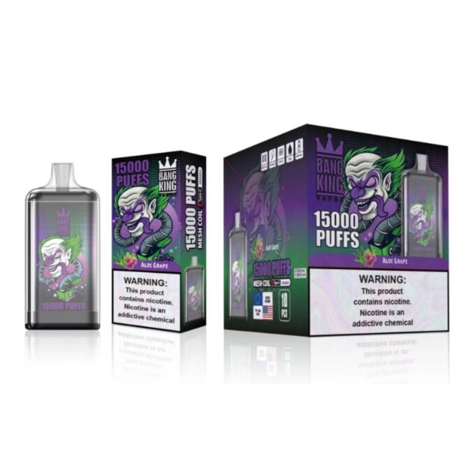 Bang King 15k Puffs crystal moq 10pcs 0% 2% 3% 5% Nicotine Rechargeable Disposable Pod Puff 15000