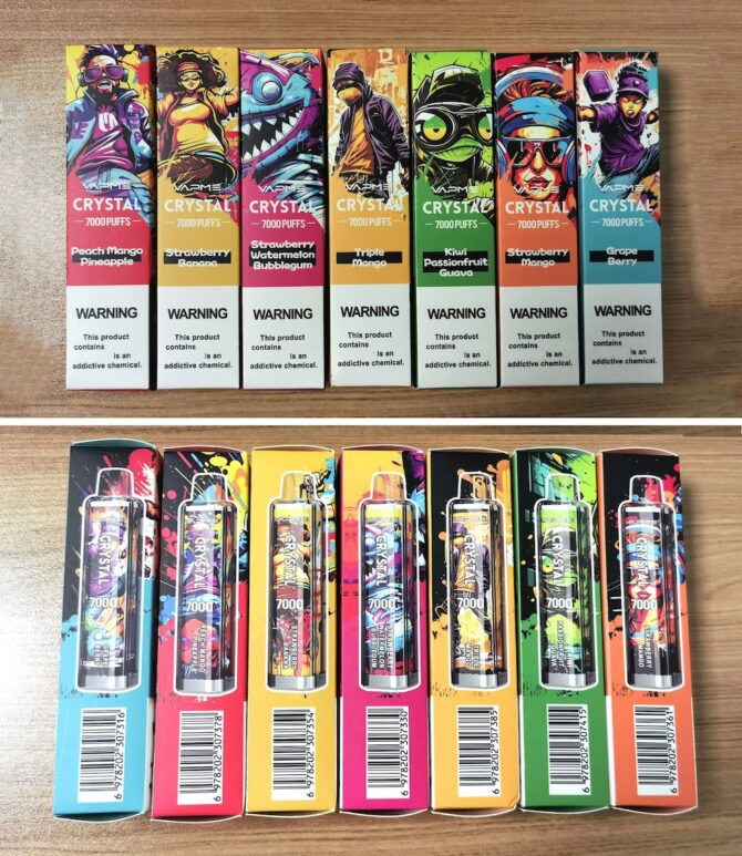 Vapme Crystal Vapes Puff 7000 LED Light Rechargeable Disposable Vape Vapers