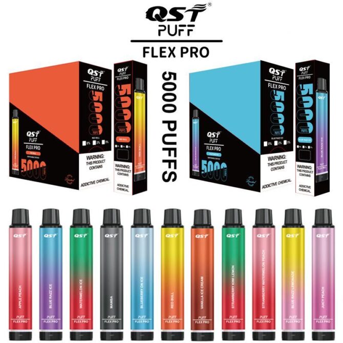 Original QST Puff Flex 5000 Pro Disposable vape E Cigarette vapers desechables mesh coil Rechargeable Battery puff 2800 vaper desechable