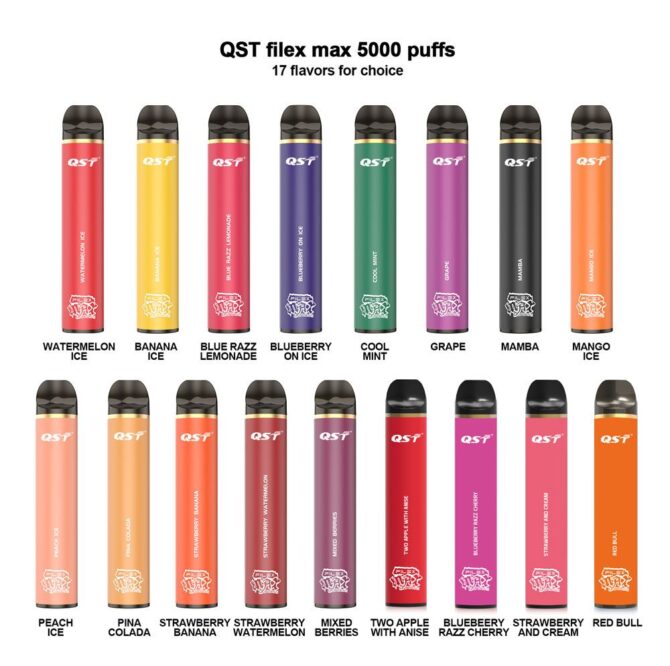 Authentic QST Puff Filex max 5000 disposable vape pen Mesh Coil rechargeable battery prefilled E Cigarette 5000 filex max vapers desechables