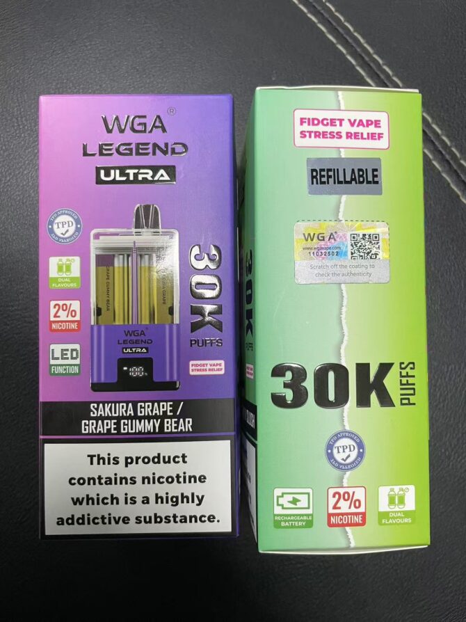 WGA Legend Ultra 30k MOQ 10 Refillable Vape TPD Compliant WGA 30000k Puff
