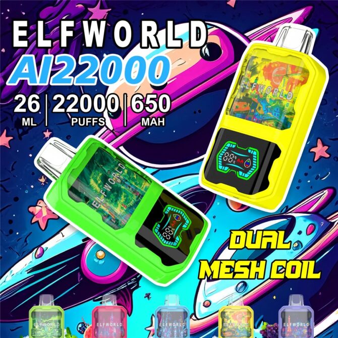 ELFWORLD AI 22k Puff Disposable Vape E Cigarette ELF WORLD Desechable Vaper Tornado Electronic Cigarette