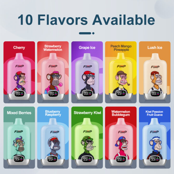 Fihp Digital Box 12000 Puffs Vape Pen smart screen display Rechargeable 650mah 20ml Vaper Puff 20k