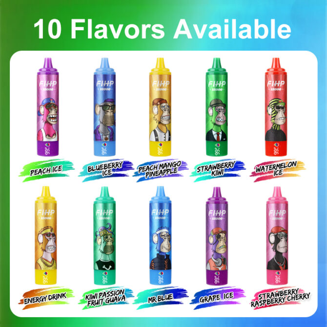 Fihp 15000 Puffs Vaper Disposable Vapes Electronic Cigarettes LED Display 22ml Rechargeable Puff 15k Vapers