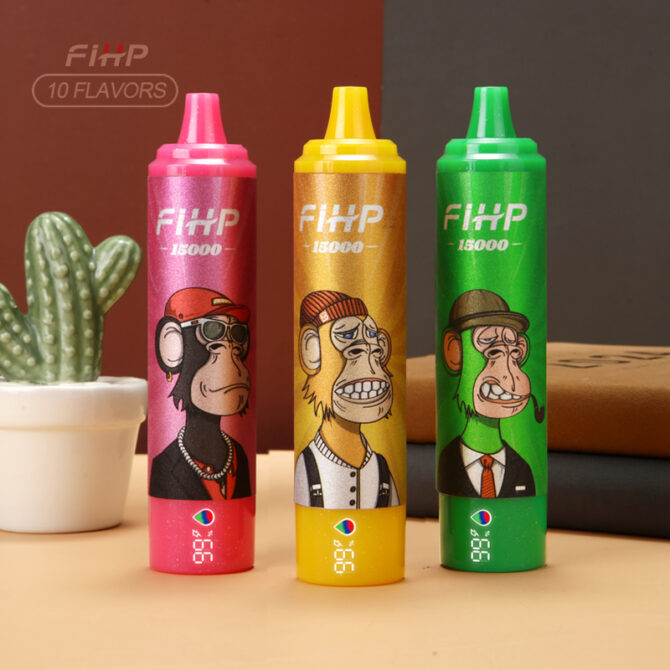 Fihp 15000 Puffs Vaper Disposable Vapes Electronic Cigarettes LED Display 22ml Rechargeable Puff 15k Vapers