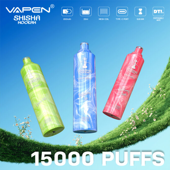 VAPEN SHISHA HOOKAH 15000 Puffs e cigarettes eu local warehouse Direct-to-lung (DTL) puff 15k vape stores