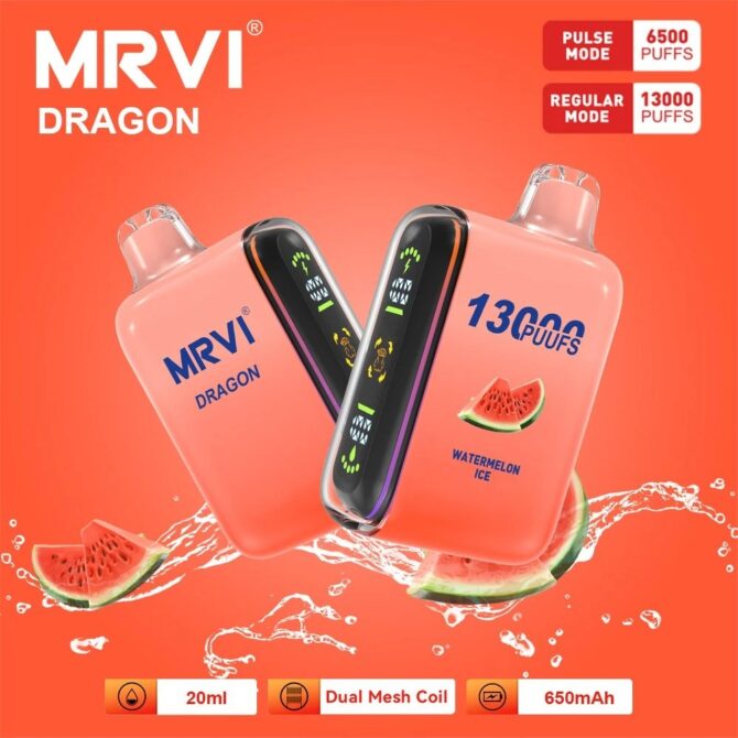 Mrvi Dragon 13000 Puffs Rechargeable Vape E Cigarette Disposable Big Vapor Puff 13K
