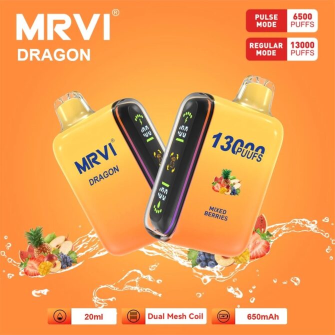 Mrvi Dragon 13000 Puffs Rechargeable Vape E Cigarette Disposable Big Vapor Puff 13K