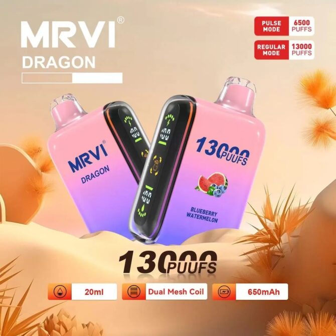 Mrvi Dragon 13000 Puffs Rechargeable Vape E Cigarette Disposable Big Vapor Puff 13K