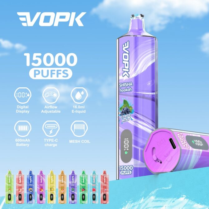 Vopk shisha hookah 15000 Puffs Screen Display disposable vapes E Cigarette vaper puff 15k how to vape