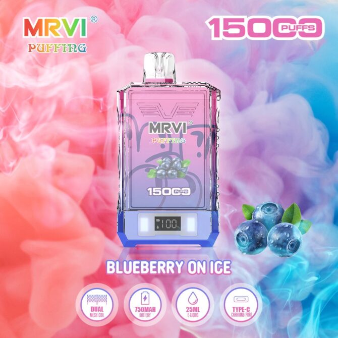 Mrvi Puffing 15K Puff EU ship Disposable Vape Dual Mesh Coil with E Liquid & Power Screen Display Puff 15000