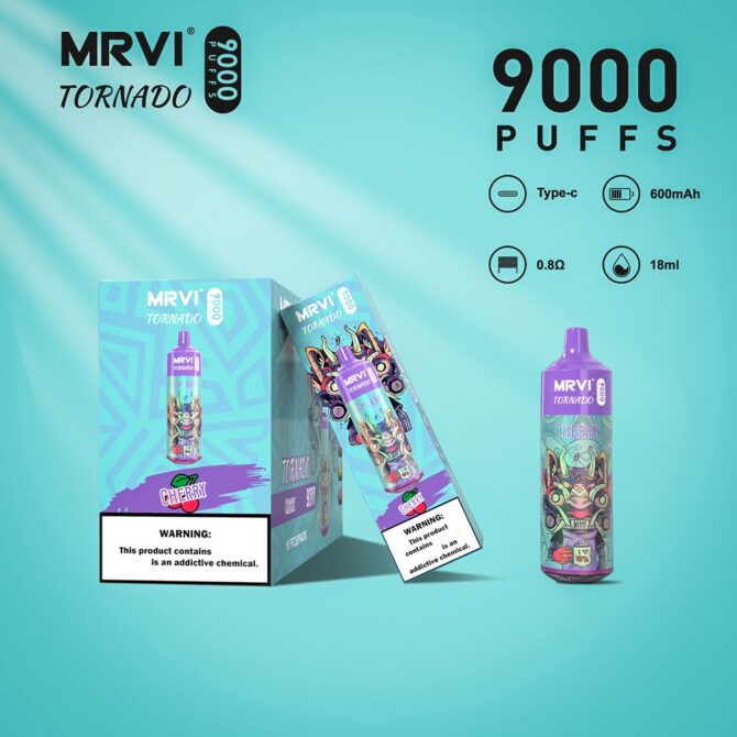 Mrvi Tornado 9000 Puff Vape Rechargeable Vaporizer Cigarette Disposable Vape Puff 9k