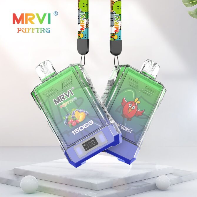 Mrvi Puffing 15K Puff EU ship Disposable Vape Dual Mesh Coil with E Liquid & Power Screen Display Puff 15000
