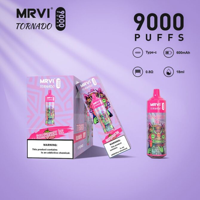 Mrvi Tornado 9000 Puff Vape Rechargeable Vaporizer Cigarette Disposable Vape Puff 9k