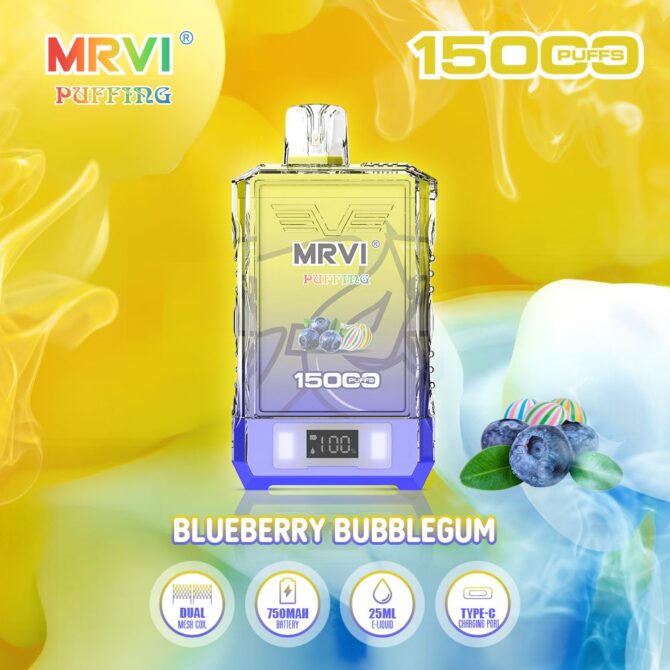 Mrvi Puffing 15K Puff EU ship Disposable Vape Dual Mesh Coil with E Liquid & Power Screen Display Puff 15000