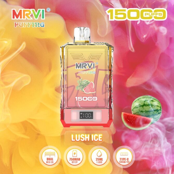 Mrvi Puffing 15K Puff EU ship Disposable Vape Dual Mesh Coil with E Liquid & Power Screen Display Puff 15000