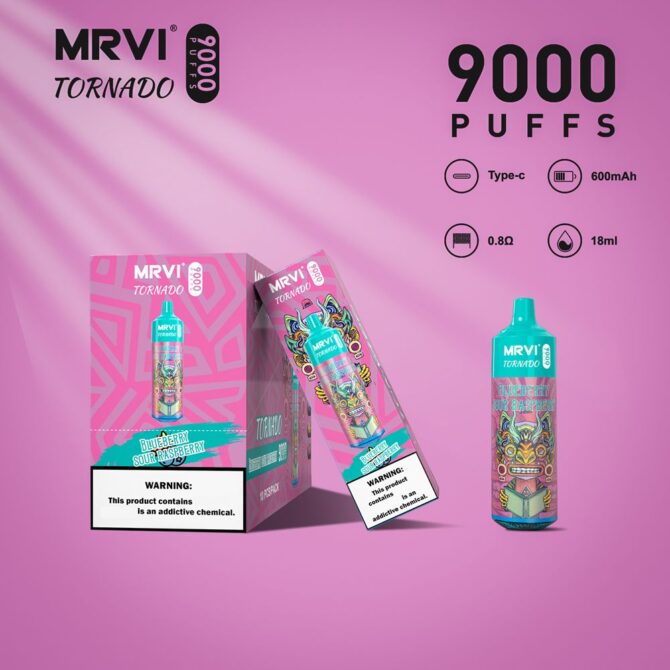 Mrvi Tornado 9000 Puff Vape Rechargeable Vaporizer Cigarette Disposable Vape Puff 9k