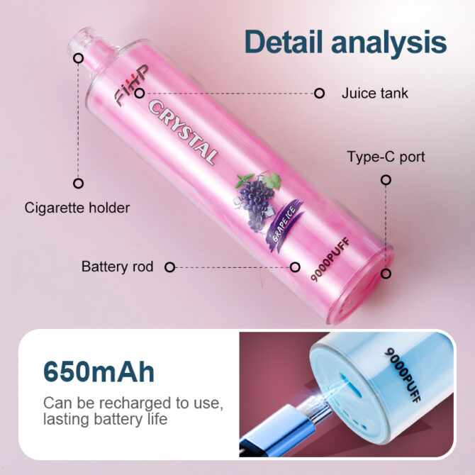 Fihp crystal 9000 Puffs Vaper Disposable Vapes Electronic Cigarettes puff 9k pro vape shop store