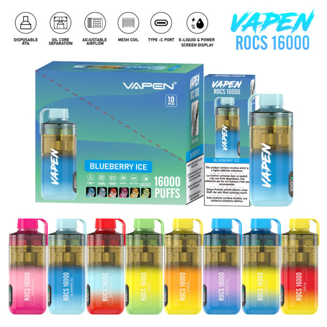 VAPEN ROCS 16000 Puff Refillable Pod OCS Disposable Vape Puff 16k