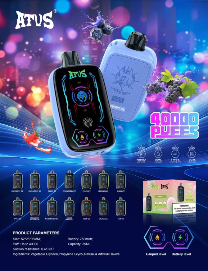 ATVS 40000 Puffs Mesh Coil Disposable Vape Puff 40k New Vape
