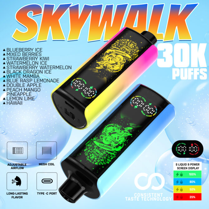 Vapen Skywalk 30000 Puff EU ship E Cigarette Full Screen Display Smart Disposable Vaper 25k upgrade to 30k