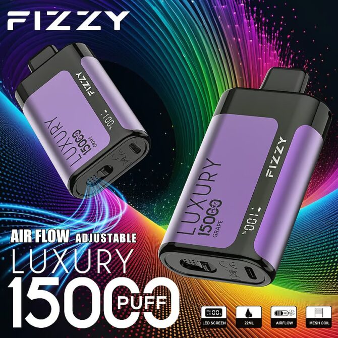 Fizzy Luxury 15000 Puffs in local warehouse Germany Disposable Vape | 22ML E-liquid, Mesh Coil, LCD Screen, Adjustable Air Flow