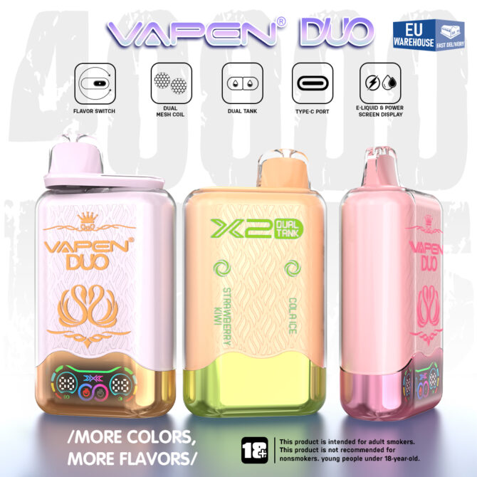 VAPEN DUO 40000 Puffs Eu ship Dual Flavors Disposable Vape Twins Tank Long Lasting Puff Vaper 40K